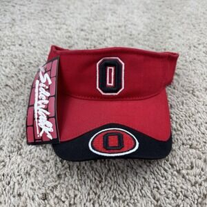 Sidewalk Ohio State Visor Adjustable Strap Red Black 3D D‎ Logo Vtg OSU Golf Cap